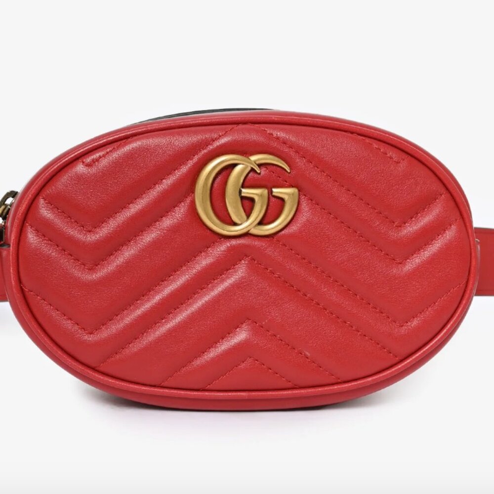 GUCCI RED GG MARMONT BELT BAG